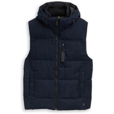 TOM TAILOR Herren Puffer Weste mit abnehmbarer Kapuze, blau, Uni, Gr. S TOM TAILOR Herren Puffer Weste mit abnehmbarer Kapuze, blau, Uni, Gr. S