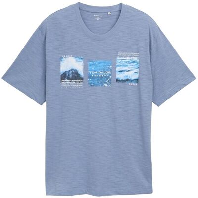 TOM TAILOR Herren Plus Size - T-Shirt mit Foto-Print, blau, Uni, Gr. 2XL TOM TAILOR Herren Plus Size - T-Shirt mit Foto-Print, blau, Uni, Gr. 2XL