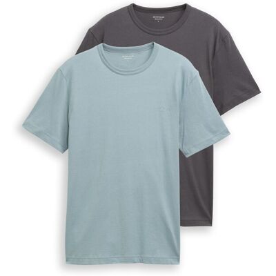 TOM TAILOR Herren T-Shirts aus Baumwolle mit Logo-Print im 2er-Pack, grün, Uni, Gr. XXXL TOM TAILOR Herren T-Shirts aus Baumwolle mit Logo-Print im 2er-Pack, grün, Uni, Gr. XXXL