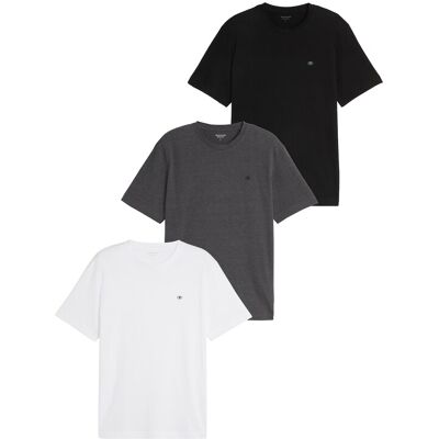 TOM TAILOR Herren Basic T-Shirts im 3er-Pack, bunt, Meliert, Gr. XL TOM TAILOR Herren Basic T-Shirts im 3er-Pack, bunt, Meliert, Gr. XL