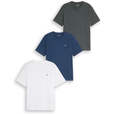 TOM TAILOR Herren Basic T-Shirts im 3er-Pack, grün, Uni, Gr. XXXL TOM TAILOR Herren Basic T-Shirts im 3er-Pack, grün, Uni, Gr. XXXL
