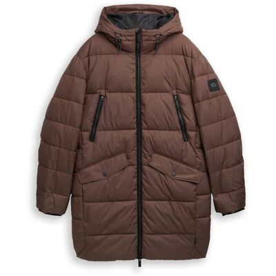 TOM TAILOR Herren Puffer Parka mit Kapuze, braun, Uni, Gr. XL TOM TAILOR Herren Puffer Parka mit Kapuze, braun, Uni, Gr. XL