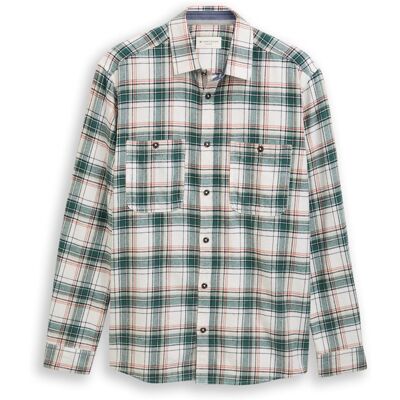 TOM TAILOR Herren Comfort Fit Flanell-Hemd mit Karomuster, weiß, Kariert, Gr. S TOM TAILOR Herren Comfort Fit Flanell-Hemd mit Karomuster, weiß, Kariert, Gr. S