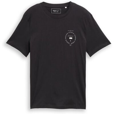TOM TAILOR DENIM Herren T-Shirt mit Print, schwarz, Uni, Gr. XS TOM TAILOR DENIM Herren T-Shirt mit Print, schwarz, Uni, Gr. XS