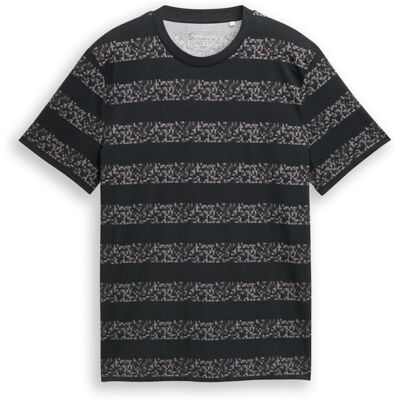 TOM TAILOR DENIM Herren T-Shirt mit Streifenmuster, grau, Gestreift, Gr. S TOM TAILOR DENIM Herren T-Shirt mit Streifenmuster, grau, Gestreift, Gr. S