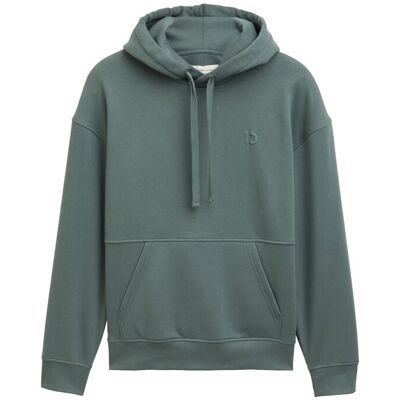 TOM TAILOR DENIM Herren Relaxed Fit Hoodie Sweatshirt mit Rückenprint, grün, Uni, Gr. XS TOM TAILOR DENIM Herren Relaxed Fit Hoodie Sweatshirt mit Rückenprint, grün, Uni, Gr. XS