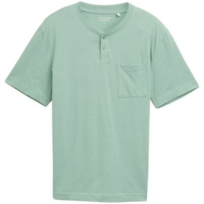 TOM TAILOR Herren Henley T-Shirt mit Brusttasche, grün, Meliert, Gr. L TOM TAILOR Herren Henley T-Shirt mit Brusttasche, grün, Meliert, Gr. L
