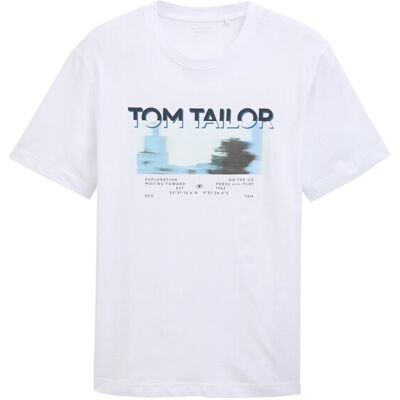 TOM TAILOR Herren T-Shirt mit Fotoprint, weiß, Logo Print, Gr. XXXL TOM TAILOR Herren T-Shirt mit Fotoprint, weiß, Logo Print, Gr. XXXL