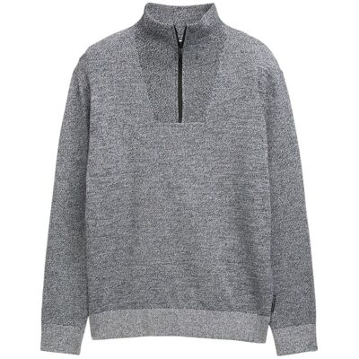TOM TAILOR DENIM Herren Troyer Strickpullover aus Baumwolle, blau, Meliert, Gr. S TOM TAILOR DENIM Herren Troyer Strickpullover aus Baumwolle, blau, Meliert, Gr. S