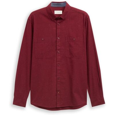 TOM TAILOR Herren Regular Fit Hemd in Melange-Optik, rot, Meliert, Gr. S TOM TAILOR Herren Regular Fit Hemd in Melange-Optik, rot, Meliert, Gr. S