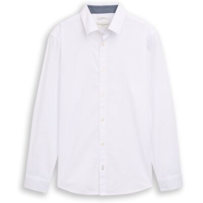 TOM TAILOR Herren Regular Fit Hemd mit Stretch, weiß, Uni, Gr. S TOM TAILOR Herren Regular Fit Hemd mit Stretch, weiß, Uni, Gr. S