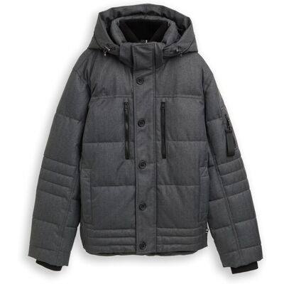 TOM TAILOR Herren Puffer-Jacke mit abnehmbarer Kapuze, grau, Meliert, Gr. XXXL TOM TAILOR Herren Puffer-Jacke mit abnehmbarer Kapuze, grau, Meliert, Gr. XXXL