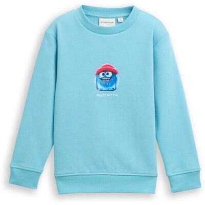 TOM TAILOR Jungen Basic Sweatshirt mit Print, blau, Uni, Gr. 92/98 TOM TAILOR Jungen Basic Sweatshirt mit Print, blau, Uni, Gr. 92/98