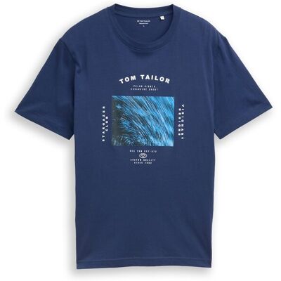 TOM TAILOR Herren T-Shirt mit Foto-Print, blau, Uni, Gr. XXXL TOM TAILOR Herren T-Shirt mit Foto-Print, blau, Uni, Gr. XXXL