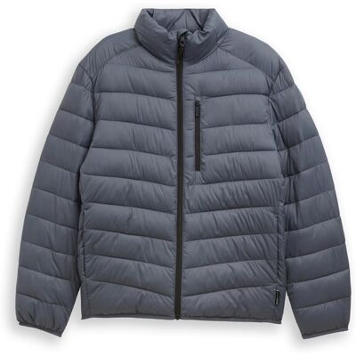 TOM TAILOR DENIM Herren Lightweight Steppjacke mit Stehkragen, grau, Uni, Gr. L TOM TAILOR DENIM Herren Lightweight Steppjacke mit Stehkragen, grau, Uni, Gr. L