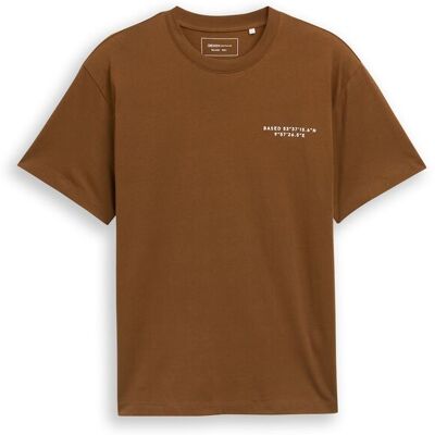 TOM TAILOR DENIM Herren Relaxed Fit T-Shirt mit Print, braun, Uni, Gr. XS TOM TAILOR DENIM Herren Relaxed Fit T-Shirt mit Print, braun, Uni, Gr. XS