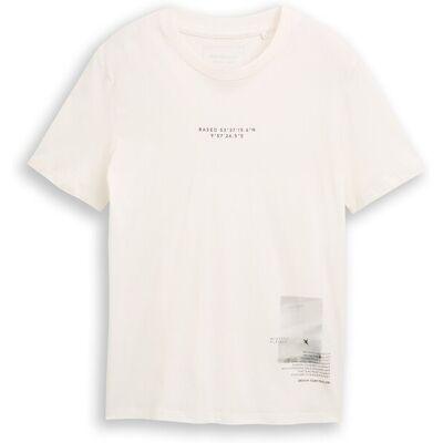 TOM TAILOR DENIM Herren T-Shirt mit Foto-Print, weiß, Uni, Gr. S TOM TAILOR DENIM Herren T-Shirt mit Foto-Print, weiß, Uni, Gr. S