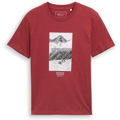 TOM TAILOR DENIM Herren T-Shirt mit Foto-Print, rot, Uni, Gr. XXL TOM TAILOR DENIM Herren T-Shirt mit Foto-Print, rot, Uni, Gr. XXL