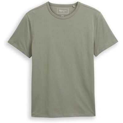 TOM TAILOR DENIM Herren Slim Fit T-Shirt aus Baumwolle, grün, Uni, Gr. XL TOM TAILOR DENIM Herren Slim Fit T-Shirt aus Baumwolle, grün, Uni, Gr. XL