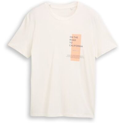 TOM TAILOR DENIM Herren T-Shirt mit Print, weiß, Uni, Gr. XXL TOM TAILOR DENIM Herren T-Shirt mit Print, weiß, Uni, Gr. XXL