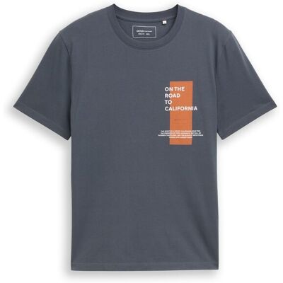 TOM TAILOR DENIM Herren T-Shirt mit Print, grau, Uni, Gr. XXL TOM TAILOR DENIM Herren T-Shirt mit Print, grau, Uni, Gr. XXL