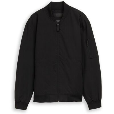 TOM TAILOR DENIM Herren Bomberjacke aus wasserabweisendem Material, schwarz, Uni, Gr. XXL TOM TAILOR DENIM Herren Bomberjacke aus wasserabweisendem Material, schwarz, Uni, Gr. XXL