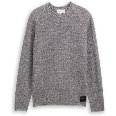 TOM TAILOR DENIM Herren Strickpullover in Melange-Optik, grau, Meliert, Gr. L TOM TAILOR DENIM Herren Strickpullover in Melange-Optik, grau, Meliert, Gr. L