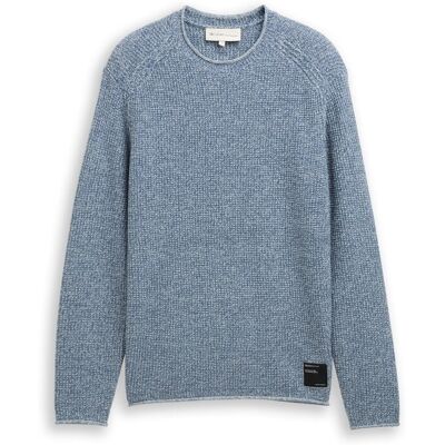 TOM TAILOR DENIM Herren Strickpullover in Melange-Optik, grün, Meliert, Gr. S TOM TAILOR DENIM Herren Strickpullover in Melange-Optik, grün, Meliert, Gr. S