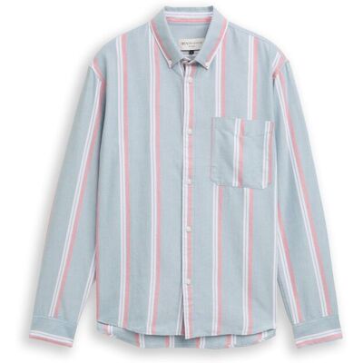 TOM TAILOR DENIM Herren Relaxed Fit Hemd aus Baumwolle, blau, Gestreift, Gr. M TOM TAILOR DENIM Herren Relaxed Fit Hemd aus Baumwolle, blau, Gestreift, Gr. M