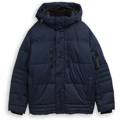 TOM TAILOR Herren Plus Size - Pufferjacke mit abnehmbarer Kapuze, blau, Uni, Gr. 2XL TOM TAILOR Herren Plus Size - Pufferjacke mit abnehmbarer Kapuze, blau, Uni, Gr. 2XL