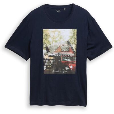 TOM TAILOR Herren Plus Size - T-Shirt mit Fotoprint, blau, Print, Gr. 2XL TOM TAILOR Herren Plus Size - T-Shirt mit Fotoprint, blau, Print, Gr. 2XL