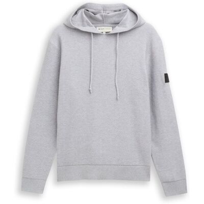 TOM TAILOR DENIM Herren Strickpullover mit Kapuze, grau, Meliert, Gr. XXL TOM TAILOR DENIM Herren Strickpullover mit Kapuze, grau, Meliert, Gr. XXL