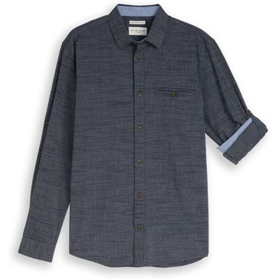 TOM TAILOR Herren Regular Fit Hemd mit Turn-Up-Funktion, blau, Meliert, Gr. M TOM TAILOR Herren Regular Fit Hemd mit Turn-Up-Funktion, blau, Meliert, Gr. M