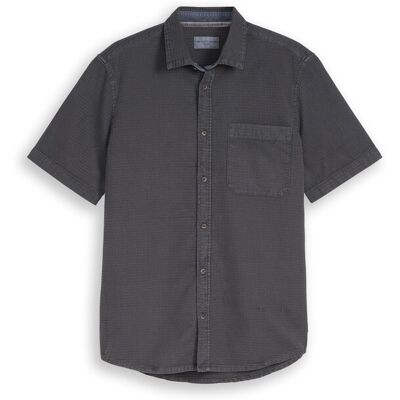 TOM TAILOR Herren Regular Fit Kurzarmhemd mit Waffelstruktur, schwarz, Uni, Gr. M TOM TAILOR Herren Regular Fit Kurzarmhemd mit Waffelstruktur, schwarz, Uni, Gr. M