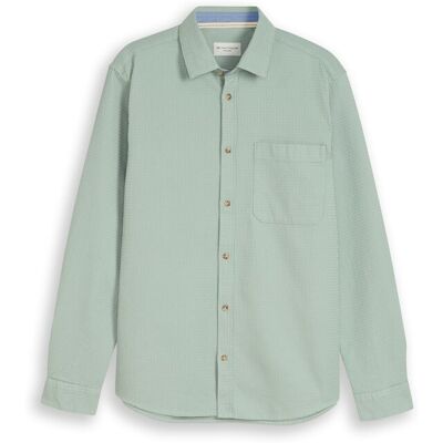 TOM TAILOR Herren Regular Fit Hemd mit Waffelstruktur, grün, Uni, Gr. M TOM TAILOR Herren Regular Fit Hemd mit Waffelstruktur, grün, Uni, Gr. M