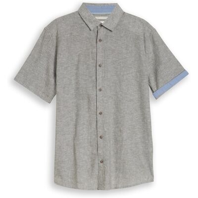 TOM TAILOR Herren Regular Fit Kurzarmhemd mit Leinenanteil, grün, Uni, Gr. XXXL TOM TAILOR Herren Regular Fit Kurzarmhemd mit Leinenanteil, grün, Uni, Gr. XXXL
