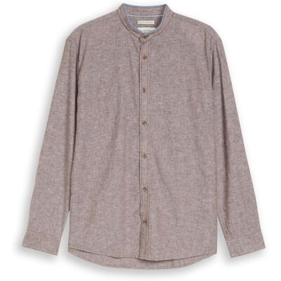 TOM TAILOR Herren Regular Fit Hemd mit Leinenanteil, braun, Uni, Gr. S TOM TAILOR Herren Regular Fit Hemd mit Leinenanteil, braun, Uni, Gr. S
