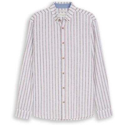 TOM TAILOR Herren Regular Fit Hemd mit Leinenanteil, weiß, Gestreift, Gr. S TOM TAILOR Herren Regular Fit Hemd mit Leinenanteil, weiß, Gestreift, Gr. S