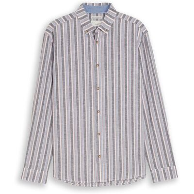 TOM TAILOR Herren Regular Fit Hemd mit Leinenanteil, blau, Gestreift, Gr. S TOM TAILOR Herren Regular Fit Hemd mit Leinenanteil, blau, Gestreift, Gr. S