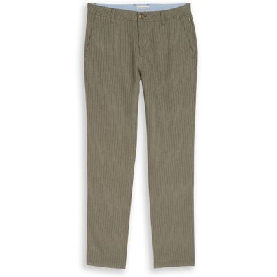 TOM TAILOR Herren TTREGULAR Chino Hose mit Leinenanteil, grün, Gestreift, Gr. 38/34 TOM TAILOR Herren TTREGULAR Chino Hose mit Leinenanteil, grün, Gestreift, Gr. 38/34