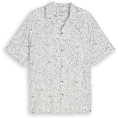 TOM TAILOR DENIM Herren Relaxed Fit Resort Hemd mit Leinenanteil, grün, Palmenprint, Gr. XL TOM TAILOR DENIM Herren Relaxed Fit Resort Hemd mit Leinenanteil, grün, Palmenprint, Gr. XL