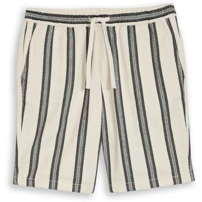 TOM TAILOR DENIM Herren Relaxed Fit Shorts mit Streifenmuster, weiß, Gestreift, Gr. XXL TOM TAILOR DENIM Herren Relaxed Fit Shorts mit Streifenmuster, weiß, Gestreift, Gr. XXL