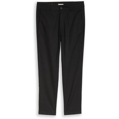 TOM TAILOR DENIM Herren TTTAPERED Relaxed Chino Hose mit Leinenanteil, schwarz, Uni, Gr. XL TOM TAILOR DENIM Herren TTTAPERED Relaxed Chino Hose mit Leinenanteil, schwarz, Uni, Gr. XL