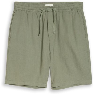 TOM TAILOR DENIM Herren TTRELAXED Shorts mit Leinenanteil, grün, Uni, Gr. S TOM TAILOR DENIM Herren TTRELAXED Shorts mit Leinenanteil, grün, Uni, Gr. S