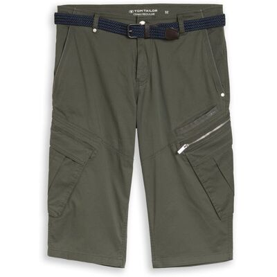 TOM TAILOR Herren TTMAX REGULAR Overknee Shorts mit Gürtel, grün, Uni, Gr. 31 TOM TAILOR Herren TTMAX REGULAR Overknee Shorts mit Gürtel, grün, Uni, Gr. 31