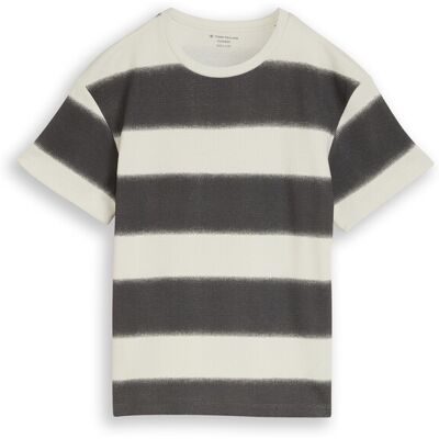 TOM TAILOR Jungen Oversize T-Shirt mit Waffelstruktur, weiß, Gestreift, Gr. 164 TOM TAILOR Jungen Oversize T-Shirt mit Waffelstruktur, weiß, Gestreift, Gr. 164