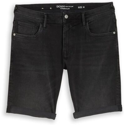 TOM TAILOR DENIM Herren TTPIERS SLIM Jeans Shorts mit Superstretch, schwarz, Uni, Gr. S TOM TAILOR DENIM Herren TTPIERS SLIM Jeans Shorts mit Superstretch, schwarz, Uni, Gr. S