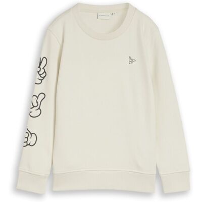 TOM TAILOR Jungen Basic Sweatshirt mit Print, weiß, Uni, Gr. 128/134 TOM TAILOR Jungen Basic Sweatshirt mit Print, weiß, Uni, Gr. 128/134