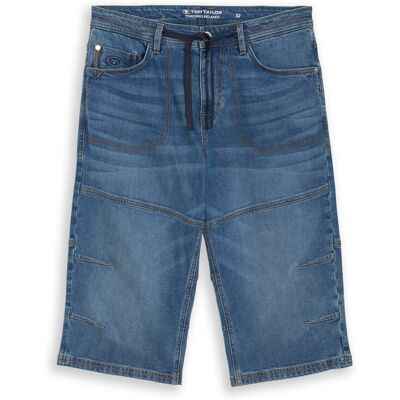 TOM TAILOR Herren TTMORRIS RELAXED Overknee Jeans Shorts mit Stretch, blau, Uni, Gr. 34 TOM TAILOR Herren TTMORRIS RELAXED Overknee Jeans Shorts mit Stretch, blau, Uni, Gr. 34