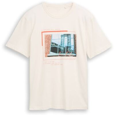 TOM TAILOR Herren T-Shirt mit Fotoprint, braun, Uni, Gr. XXXL TOM TAILOR Herren T-Shirt mit Fotoprint, braun, Uni, Gr. XXXL